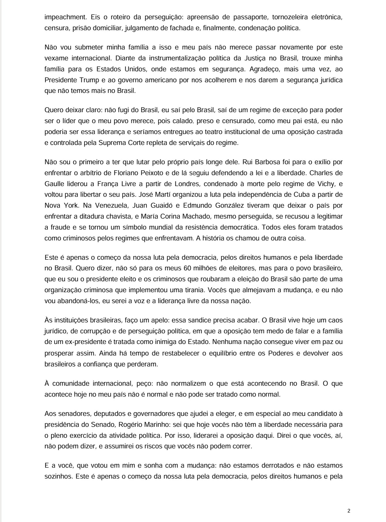 Flávio se autodeclara presidente eleito do Brasil