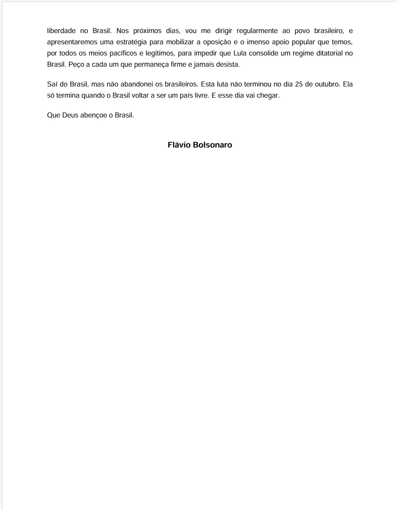 Flávio se autodeclara presidente eleito do Brasil