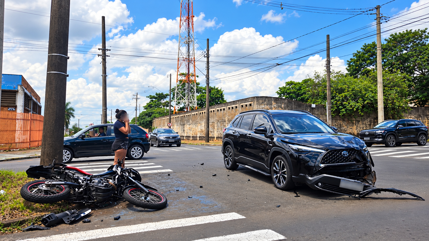 Motociclista fica ferido após colisão com carro na Padre Anchieta em Araraquara