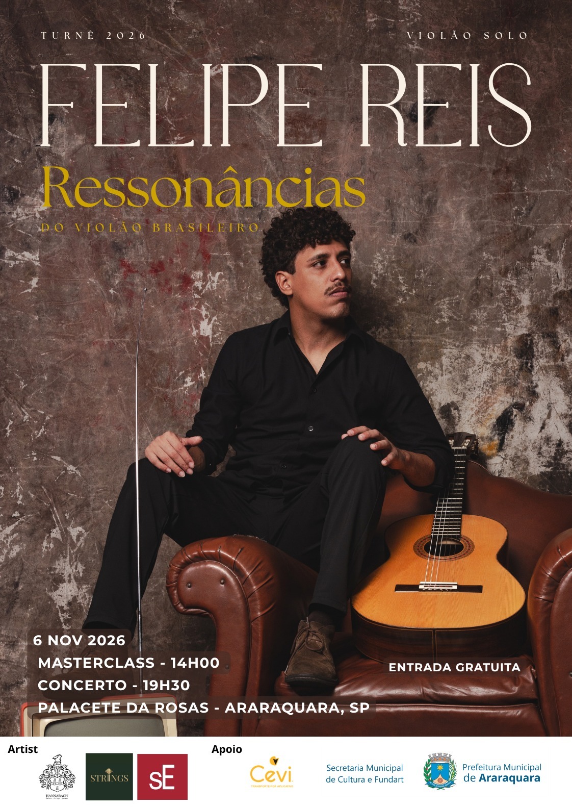 Violonista Felipe Reis faz masterclass e recital gratuitos