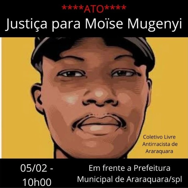 Araraquara realiza ato cobrando justiça no caso de jovem congolês espancado até a morte
