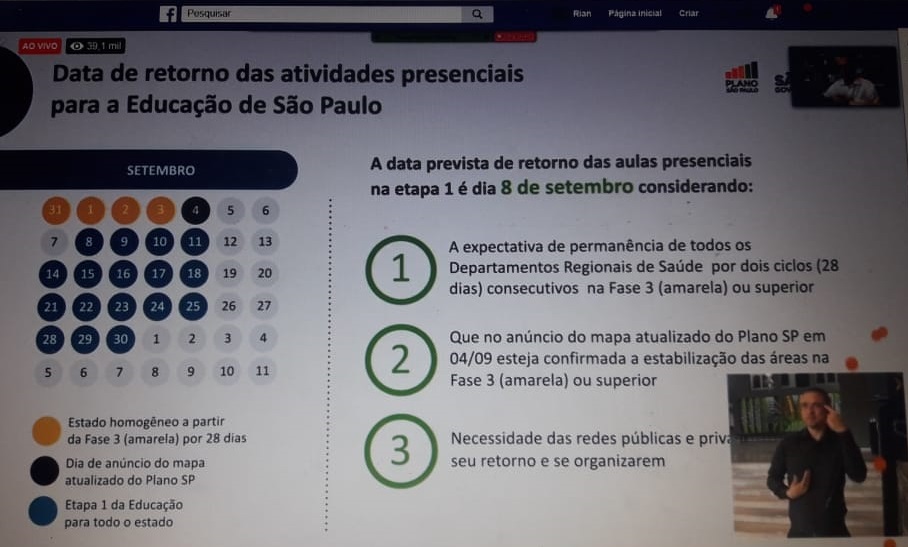 Aulas em São Paulo só voltam em setembro com revezamento de alunos