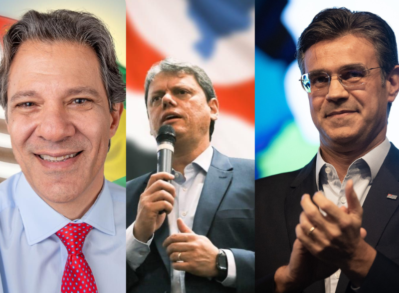 Governo SP: Tarcísio e Rodrigo Garcia praticamente empatados; Haddad lidera