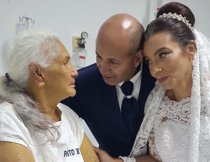 Empatia e Amor: Noivos vão ao hospital no dia do casamento; mãe do noivo estava internada