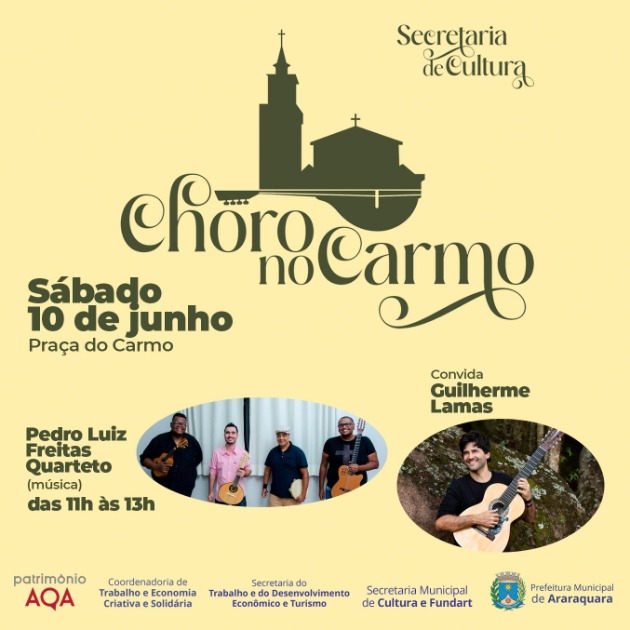 "Choro no Carmo" tem apresentação musical neste sábado