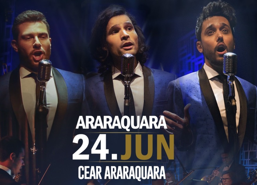 Trio de tenores apresenta concerto inédito em Araraquara; veja como comprar ingressos