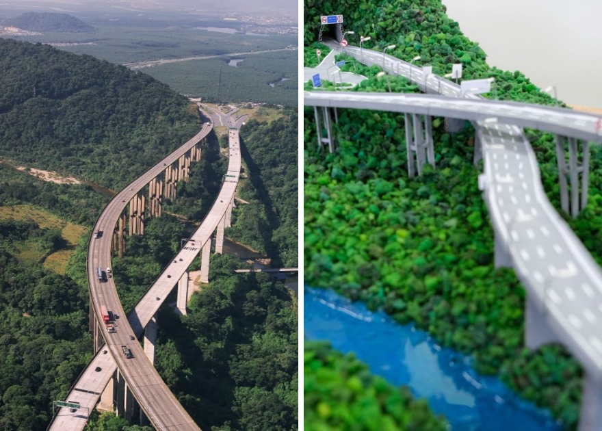 Alunos de Engenharia de São Carlos reproduzem segunda Pista da Rodovia dos Imigrantes em maquete