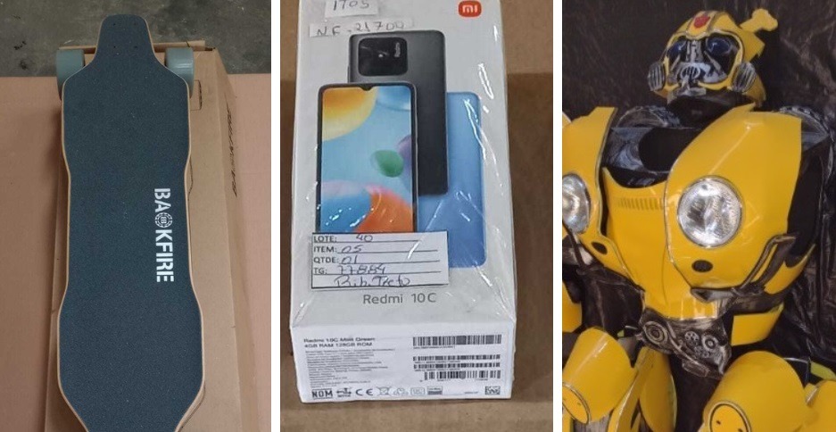 Receita realiza leilão com produtos inusitados; fantasia de Transformers e celulares a partir de R$ 450