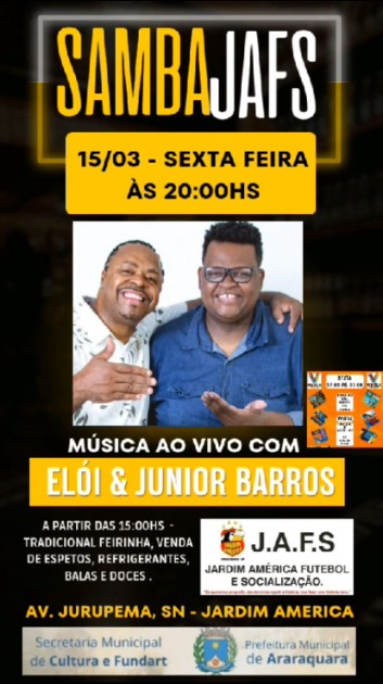 Samba agita Jardim América nesta sexta-feira (15)