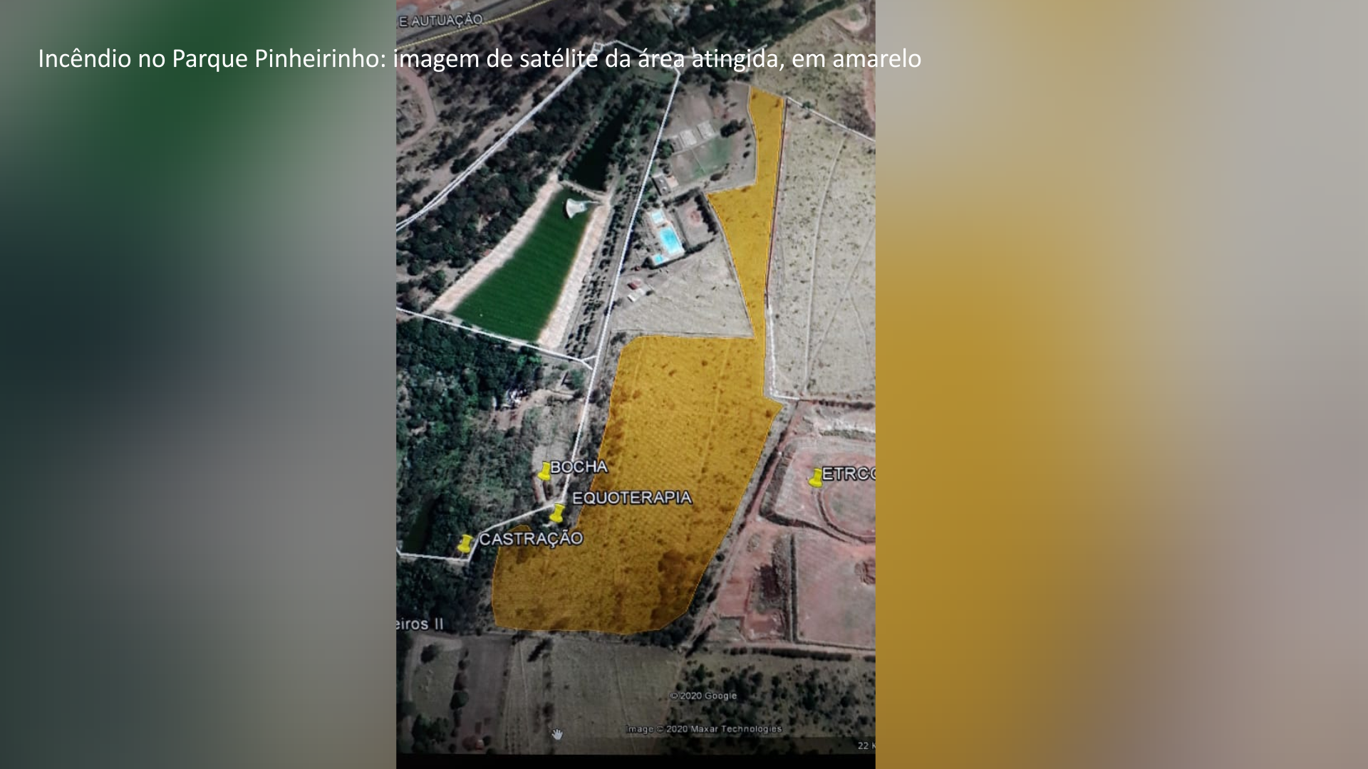 Área queimada no Pinheirinho equivale a cerca de 11 campos de futebol