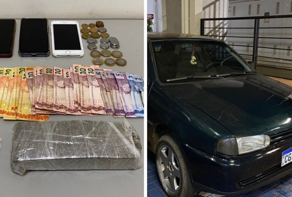 Após perseguição policial, dupla é presa em flagrante com tijolo de maconha e dinheiro em Rincão