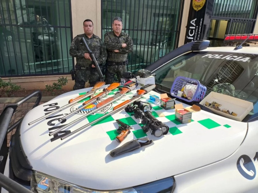Polícia Ambiental apreende armas, munições e carne de animal durante operação em Araraquara