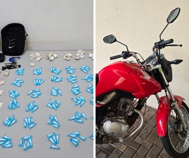 Flagrante de tráfico em área de mata: PM apreende drogas e motocicleta em Araraquara