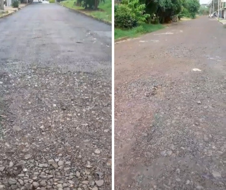 ‘Abandonados’: moradores reclamam de asfalto precário em avenida no Parque Alvorada, em Araraquara