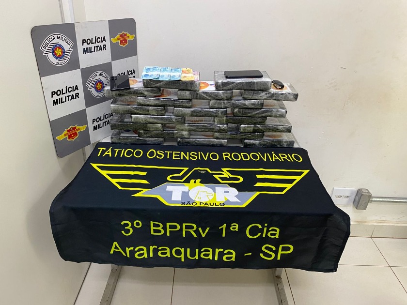 Mecânico é preso pelo TOR com 20 tijolos de cocaína na rodovia Washington Luís em Araraquara