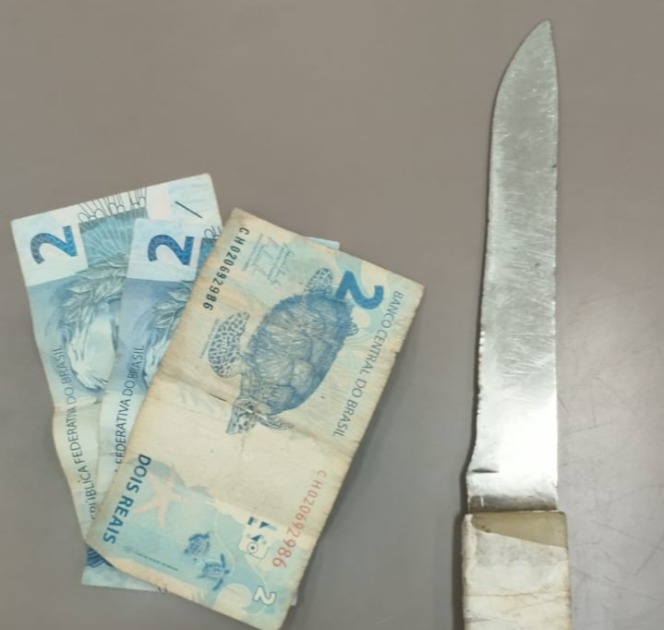 Ladrão armado com faca é preso pela PM após roubar R$ 6 de lanchonete em Américo