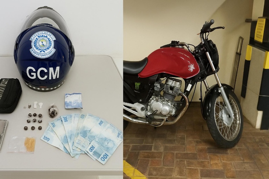 Motociclista é detido pela GCM com drogas e dinheiro após intenso acompanhamento no Jardim Paraíso