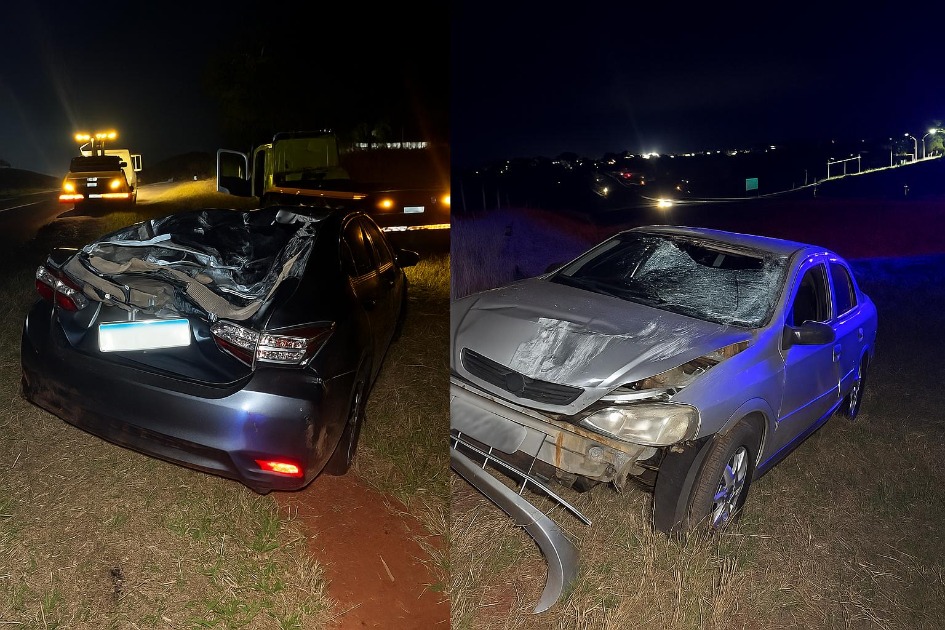 Colisão entre dois carros termina em capotamento e deixa motorista ferido na SP-310 em Araraquara