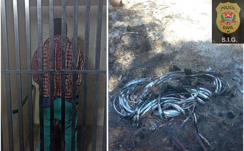 Pedreiro é preso pelo SIG da CPJ com fios furtados de empresa de telefonia no bairro Cidade Jardim