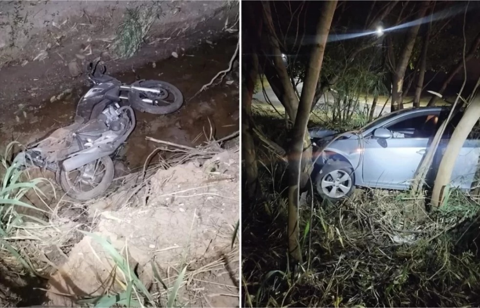 Motociclista fica gravemente ferido após ser arrastado por carro e arremessado dentro de córrego em Matão