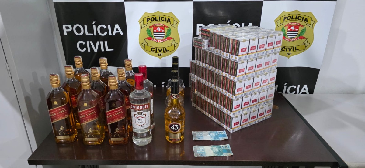 Polícia Civil apreende bebidas falsificadas e cigarros contrabandeados durante operação em Américo