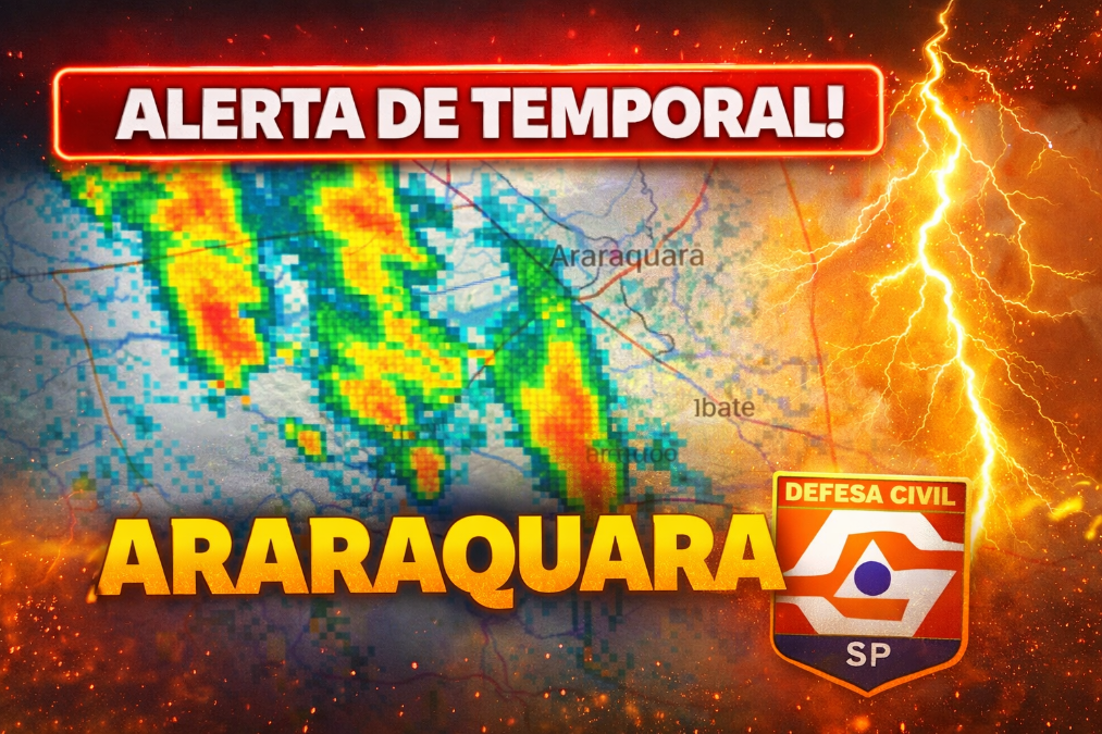 Defesa Civil emite alerta de tempestade para Araraquara e região agora