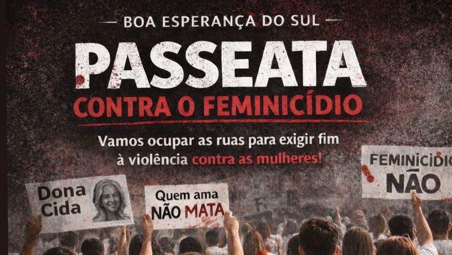 Passeata neste domingo pede o fim da violência contra mulheres em Boa Esperança