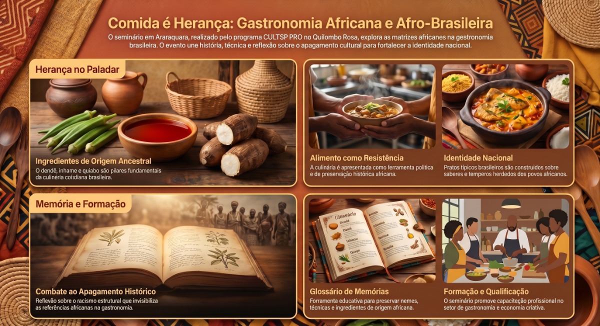 Seminário sobre gastronomia africana valoriza heranças culturais em Araraquara; veja como participar