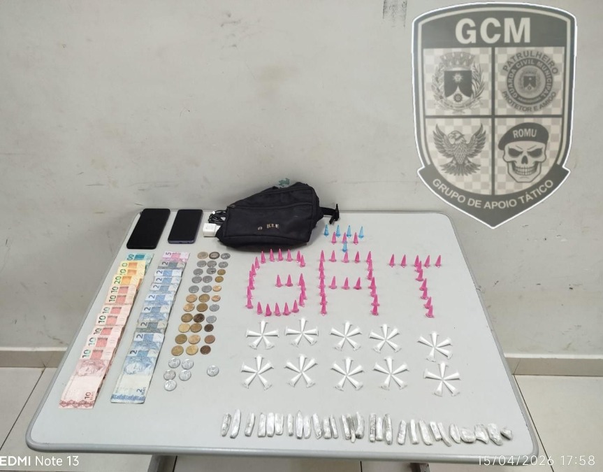 Adolescente é detido pelo GAT da GCM com grande quantidade de drogas e dinheiro perto de escola no Altos de Pinheiros