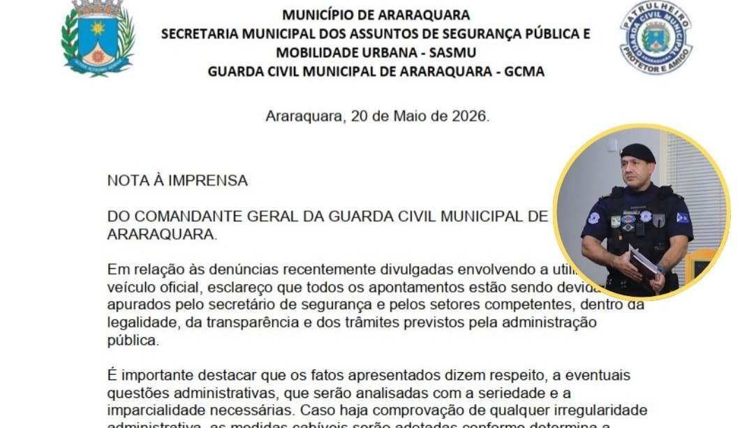 Comandante da GCM divulga nota oficial sobre investigação no caso da viatura em São Carlos