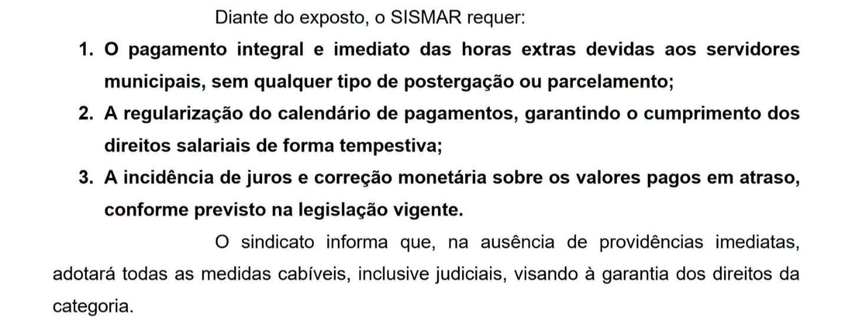 SISMAR denuncia Prefeitura de Araraquara ao MPT por adiar pagamento de horas extras