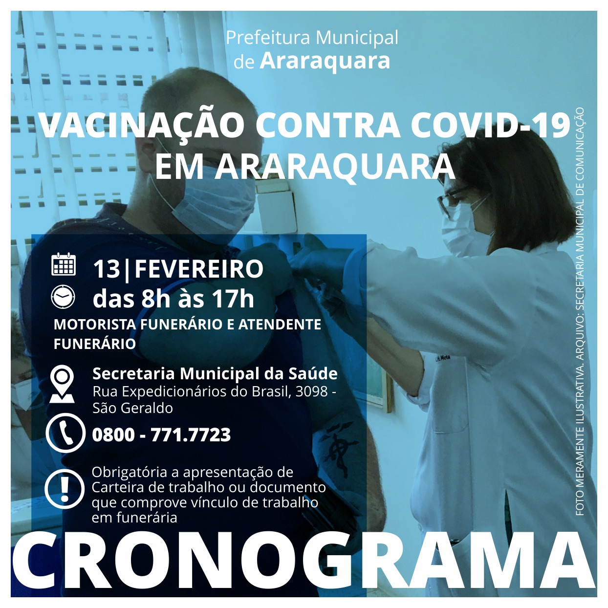 Vacinação é liberada para mais profissionais da saúde em Araraquara