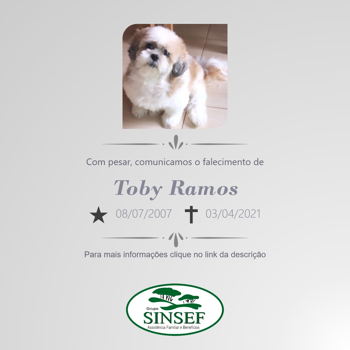 Com pesar, comunicamos o falecimento de Toby Ramos