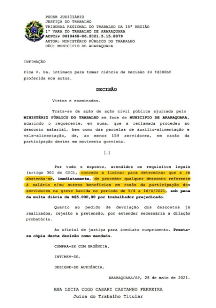 Justiça proíbe desconto dos salários de servidores da educação que estão em greve