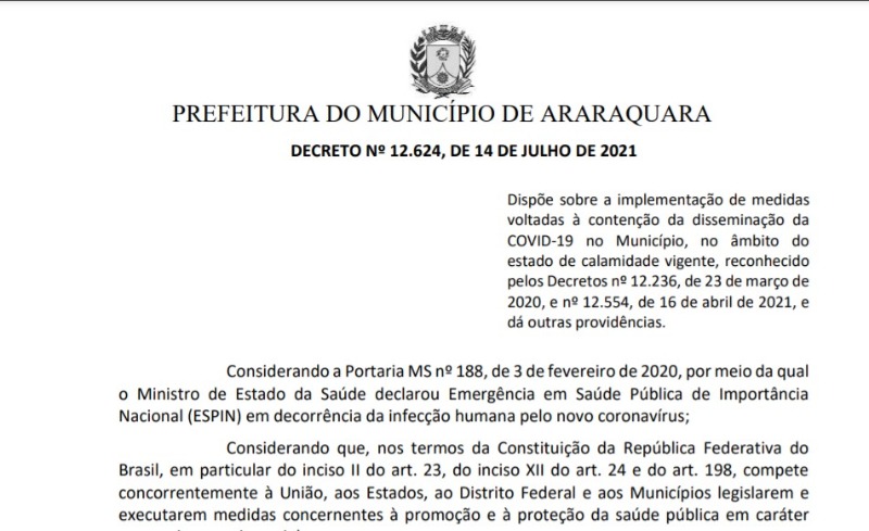 Veja o novo decreto que flexibiliza o comércio em Araraquara