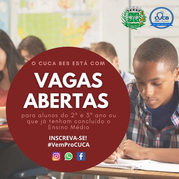 Cuca abre inscrições para cursinho gratuito em Boa Esperança do Sul