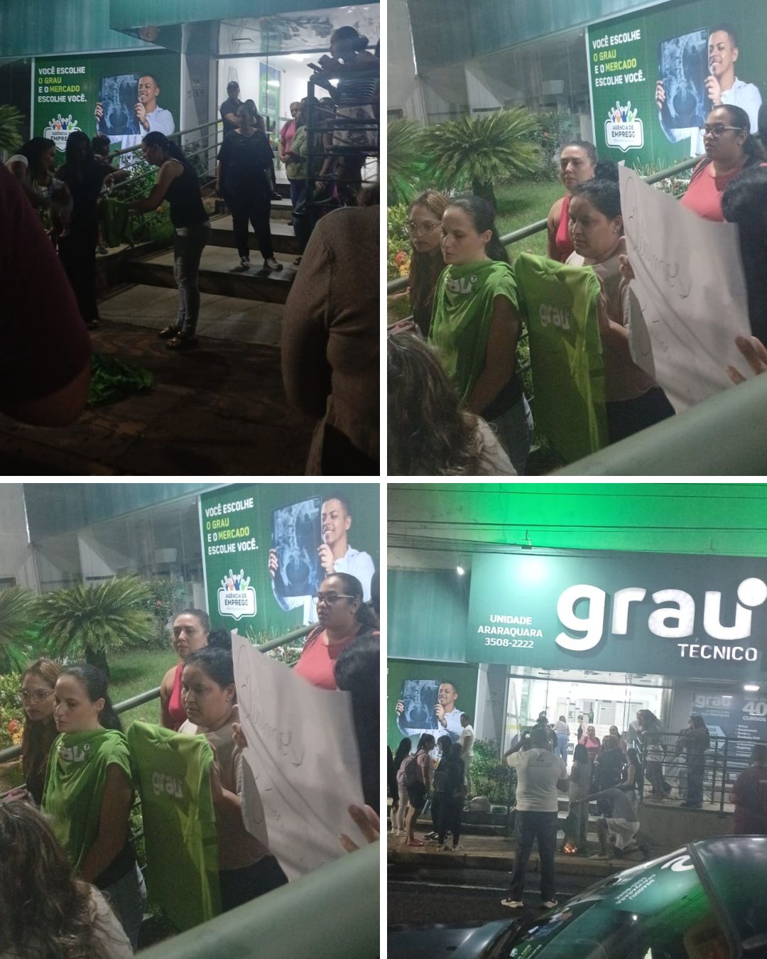 Alunos queimaram camisetas, seguraram faixas e protestaram na noite desta quarta-feira (25) 