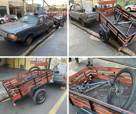 Veículo, carrertinha e parte de uma bicicleta foram apreendidos pela PM