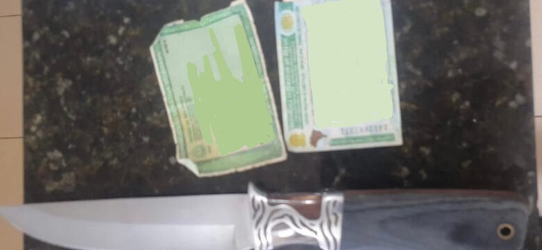 Faca foi apreendida