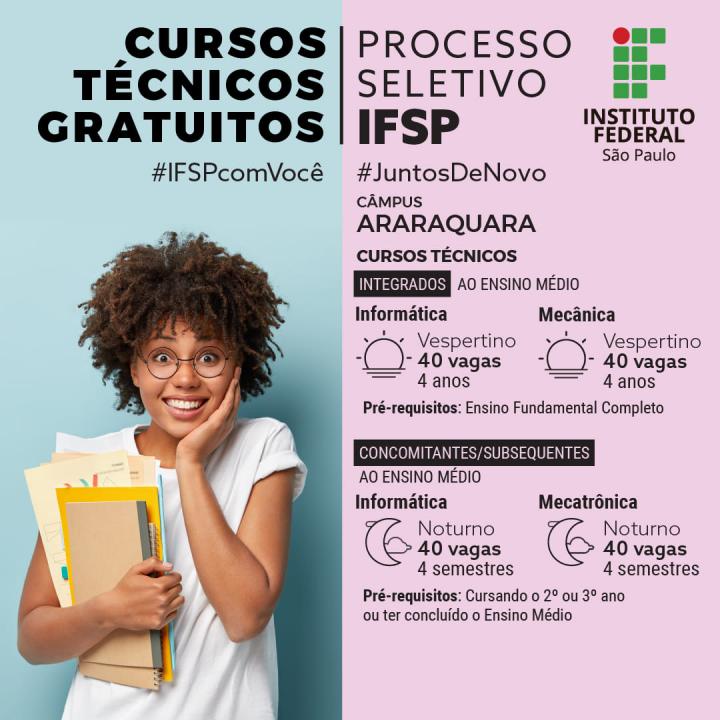 Foto 1 de 2 — Campus de Araraquara do IFSP oferece 160 vagas para cursos técnicos gratuitos