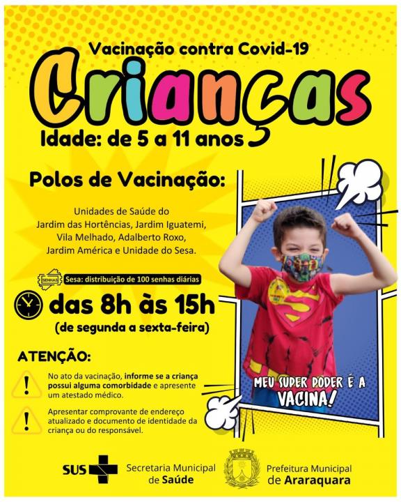 Foto 2 de 2 — Saiba onde se imunizar contra a Covid-19 nesta segunda-feira (02) em Araraquara