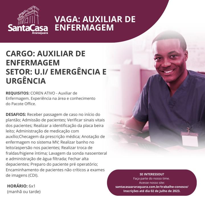 Foto 3 de 3 — Processo Seletivo: veja as oportunidades de emprego na Santa Casa de Araraquara