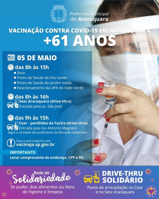 Foto 2 de 2 — Tem 61 anos? Nesta quarta-feira (5) começa a imunização contra a Covid-19