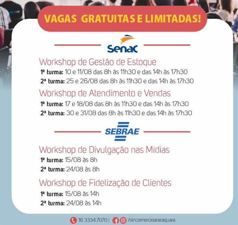 Banco de Talentos do Sincomercio está com inscrições abertas para workshops